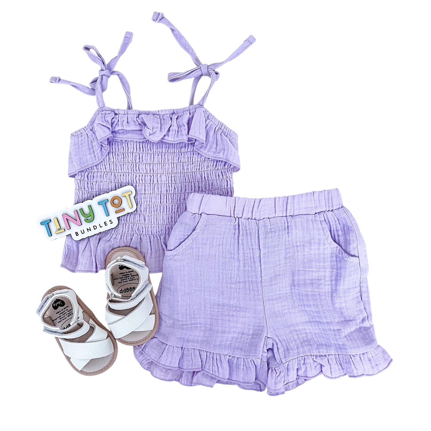 Purple Linen Scrunch Short Set
