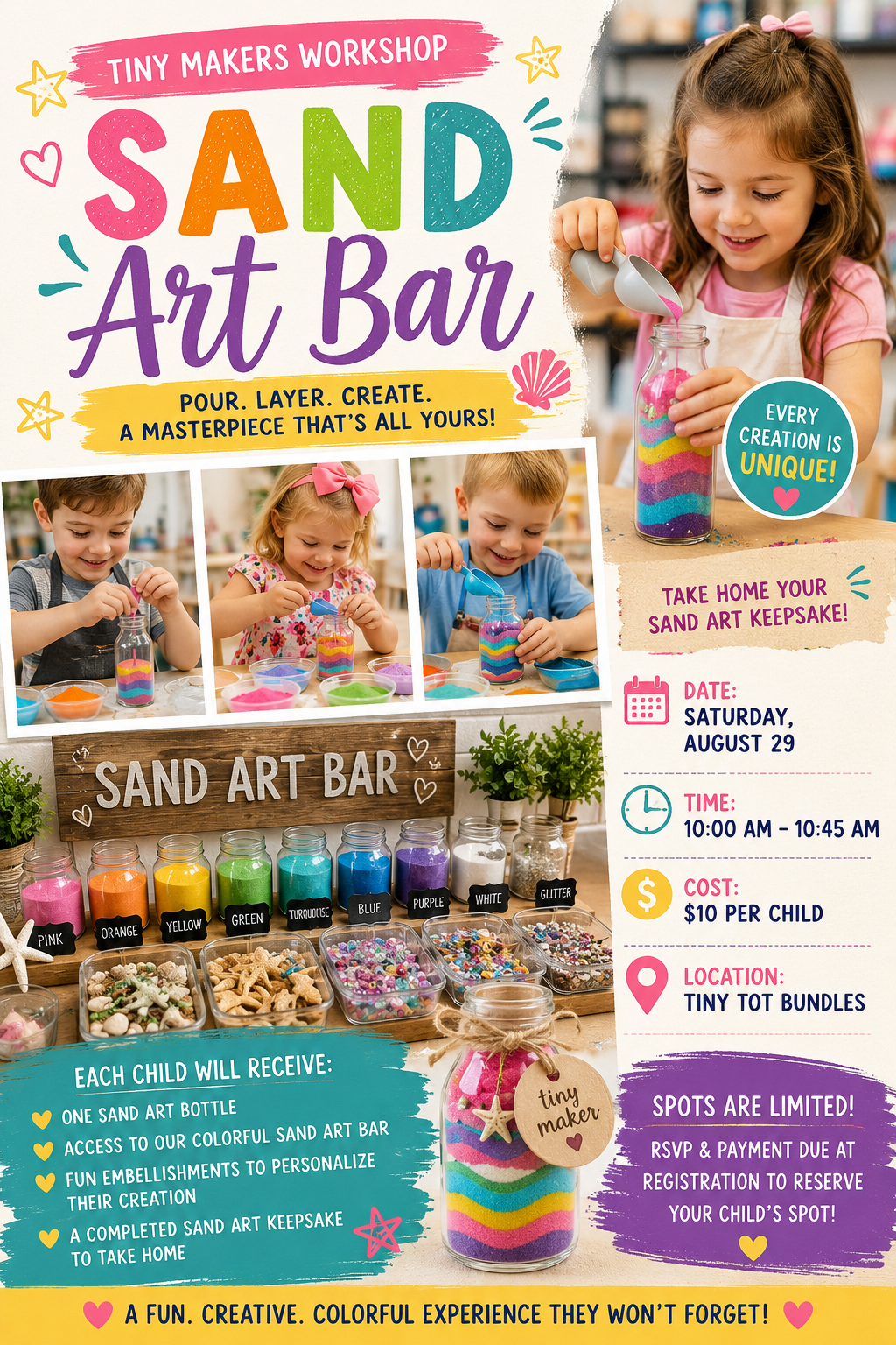Tiny Makers Workshop Pass - August: Sand Art Bar