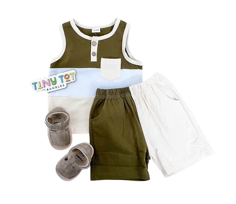 Tank Olive Shorts Set