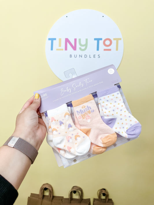 Baby Socks Trio Mushy Love