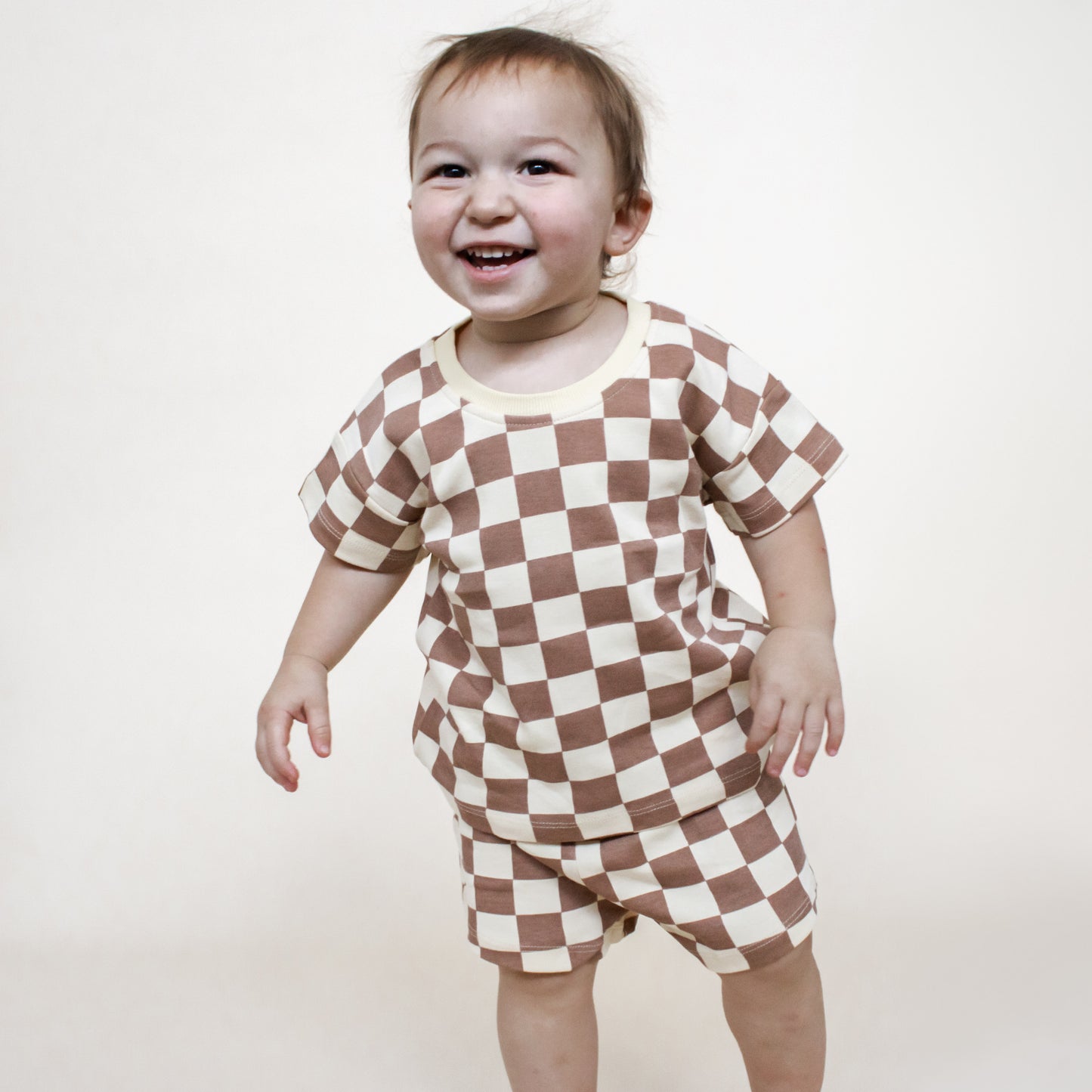 Brown Checkered Two Piece Set