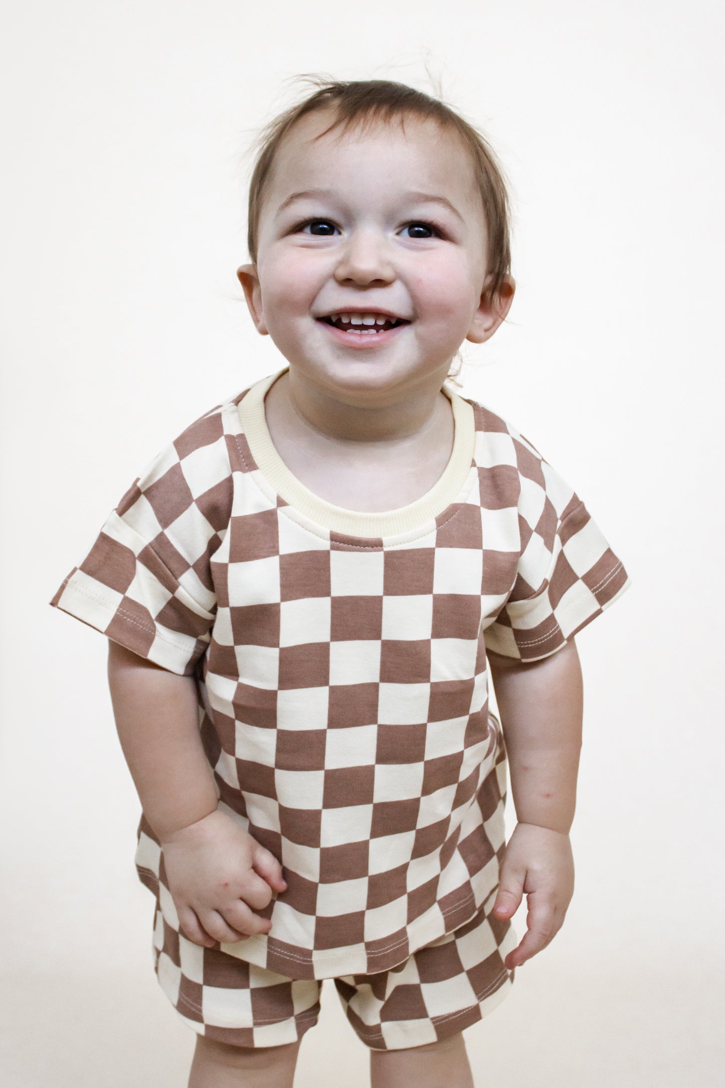 Brown Checkered Two Piece Set
