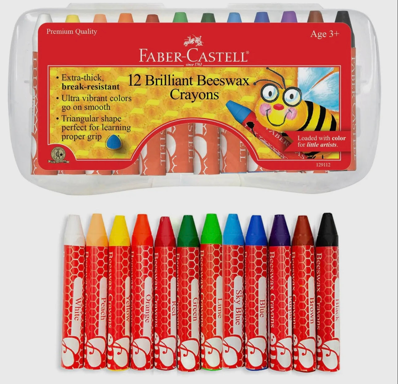12 Brilliant Beeswax Crayons In Storage Case