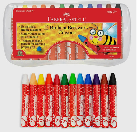 12 Brilliant Beeswax Crayons In Storage Case