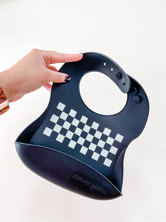 Black Checkered Silicone Bib