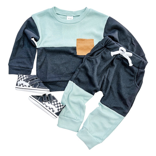 Mint Color Block Waffle Set