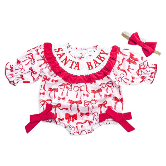 Santa Baby Bow Romper