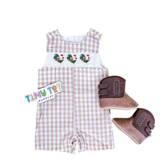Rooster Gingham Bubble Romper