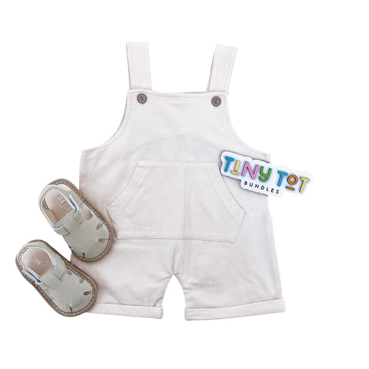 Ivory Cotton Overalls Romper