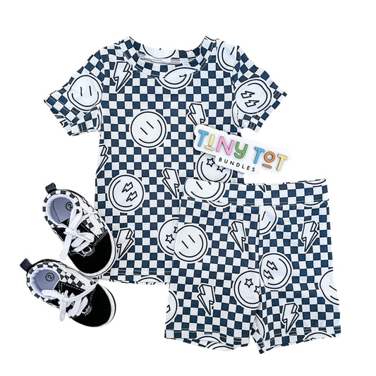 Smiley Checkered Two-piece Set