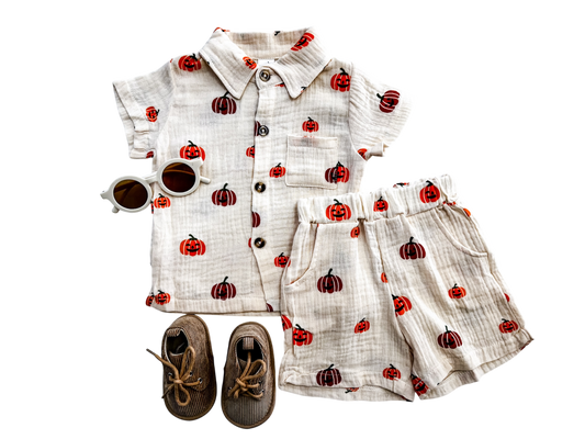 Linen Pumpkin Boys Set