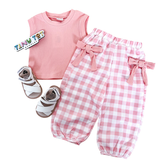 Pink Picnic Bow Pant Set
