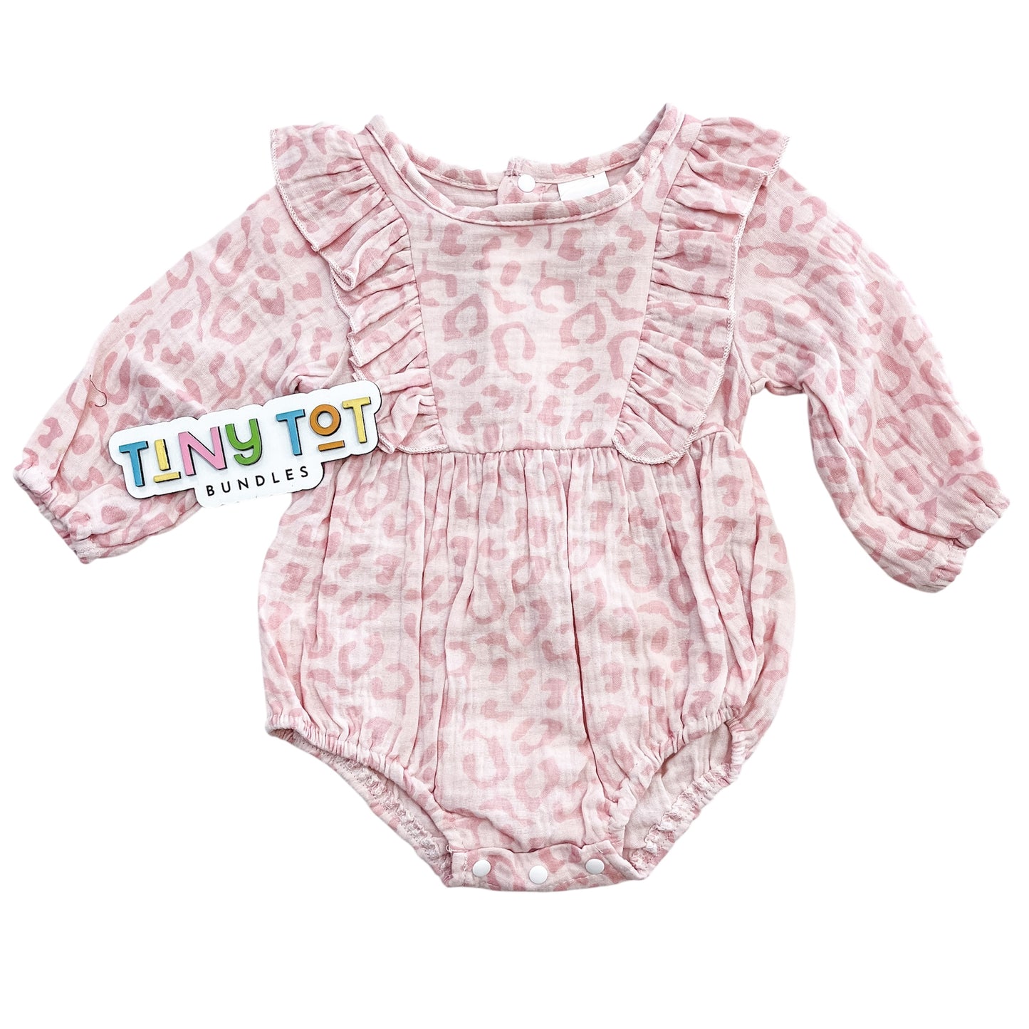 Pink Cheetah Linen Romper