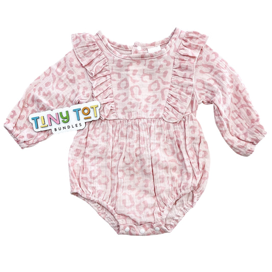 Pink Cheetah Linen Romper