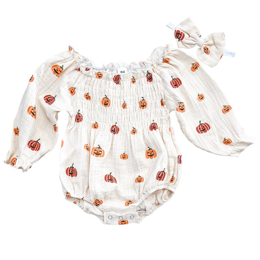 Pumpkin Patch Smocked Romper