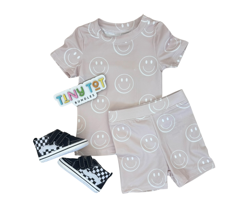 Retro Smiley Beige Two Piece Set