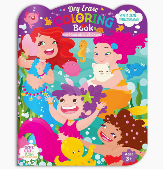 Mermaids Dry Erase Coloring Book + Stickers