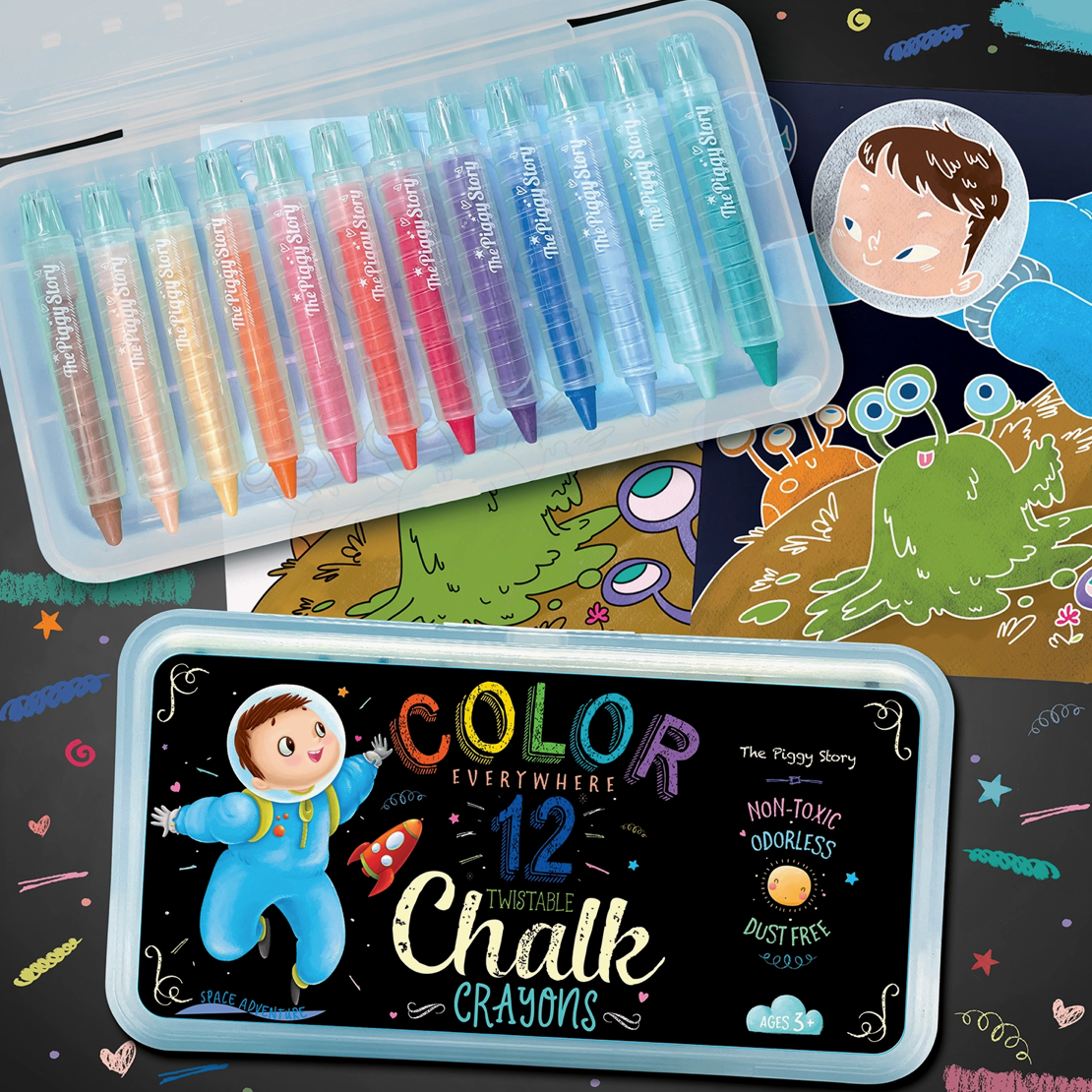Color Everywhere Twistable Chalk Crayons | Space Adventure
