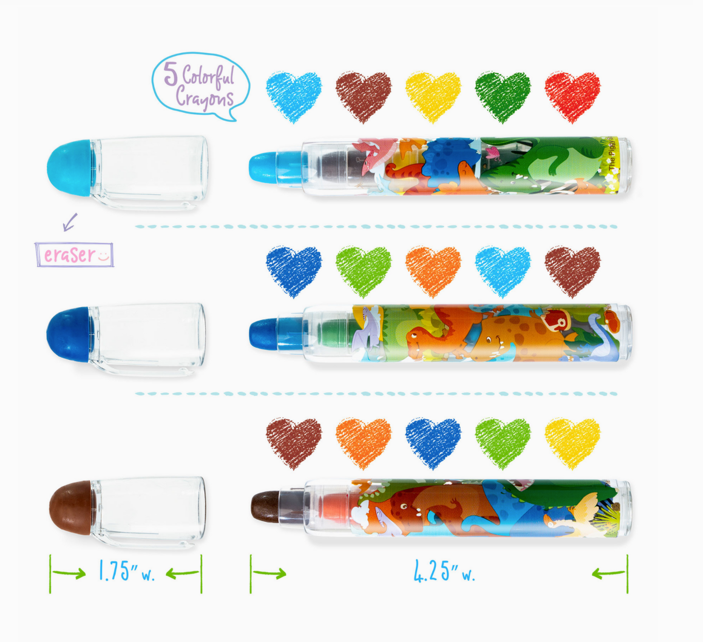 Color Stack To Go Erasable Crayons- Dinosaur World