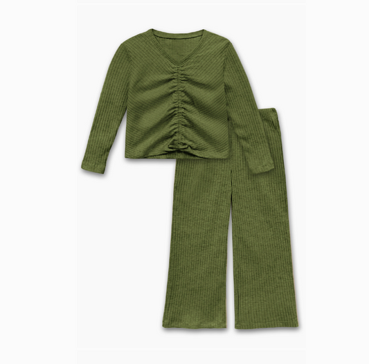 Girl's Ruched Top Pant Set