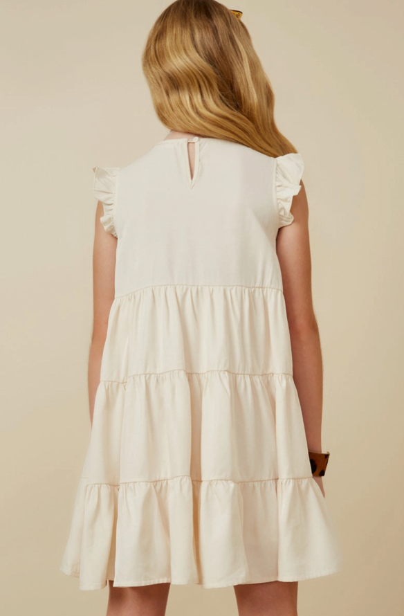 Girls Ruffled Button Down Tiered Tank Dress