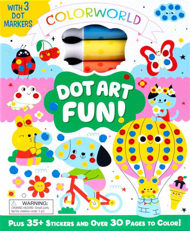 The ColorWorld: Dot Art Fun Activity Book by Simon & Schuster features cute animals, balloons, and dot markers on its cover. Includes 3 markers, 35+ stickers, and over 30 coloring pages with bright dots to decorate.
