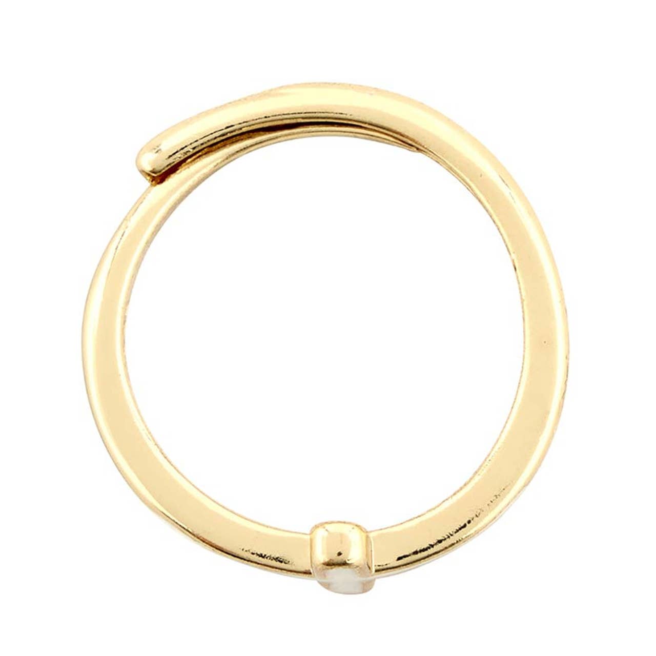 A gold-colored circular metal ring with a small latch mechanism, slightly open at one end, designed for the Mother of Pearl Cross Filled Display by Faithworks from Creative Brands.